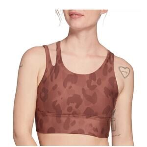 Women's DSG Medium Support Assymetrical Sports Bra Animal Print Brown